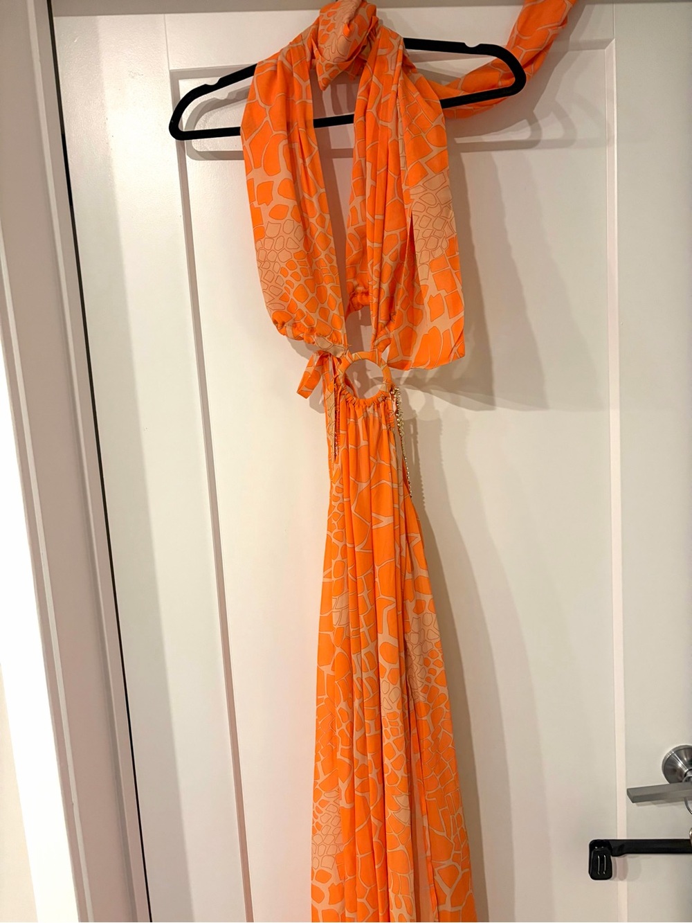 JLUX LABEL Orange Printed Halter Maxi Dress